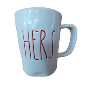 *Magenta Rae Dunn "Hers" Mug 16 oz Red/White Abstract Shape 4.5" Coffee T…